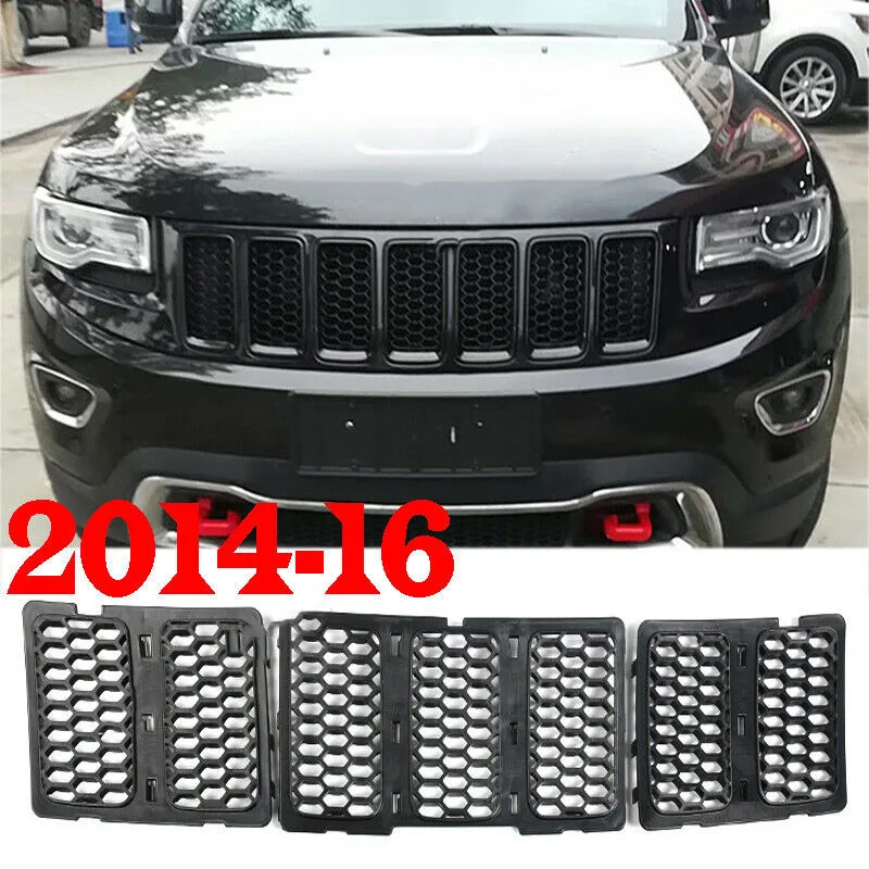 

black Honeycomb Front Grille Car Grill Mesh Inserts For Jeep Grand Cherokee 2014-2016 car modification