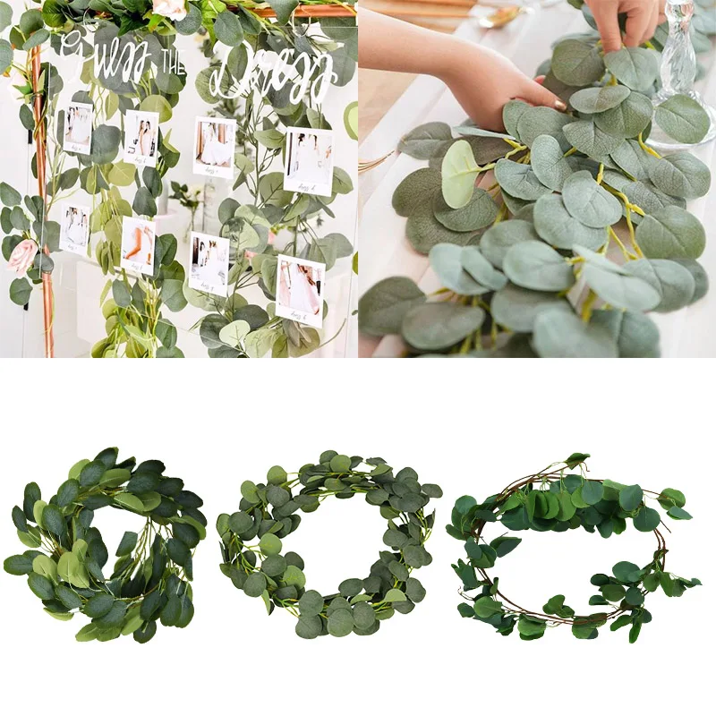 Artificial Eucalyptus Wreath Greening Eucalyptus Vines Fake Plants for Wedding Bouquet Garden Outdoor Decoration