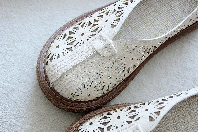 Careaymade-Literature and Art Retro Hollow out Round Head Thick Bottom Shoes,Cotton and Hemp Comfortable Casual Shoes