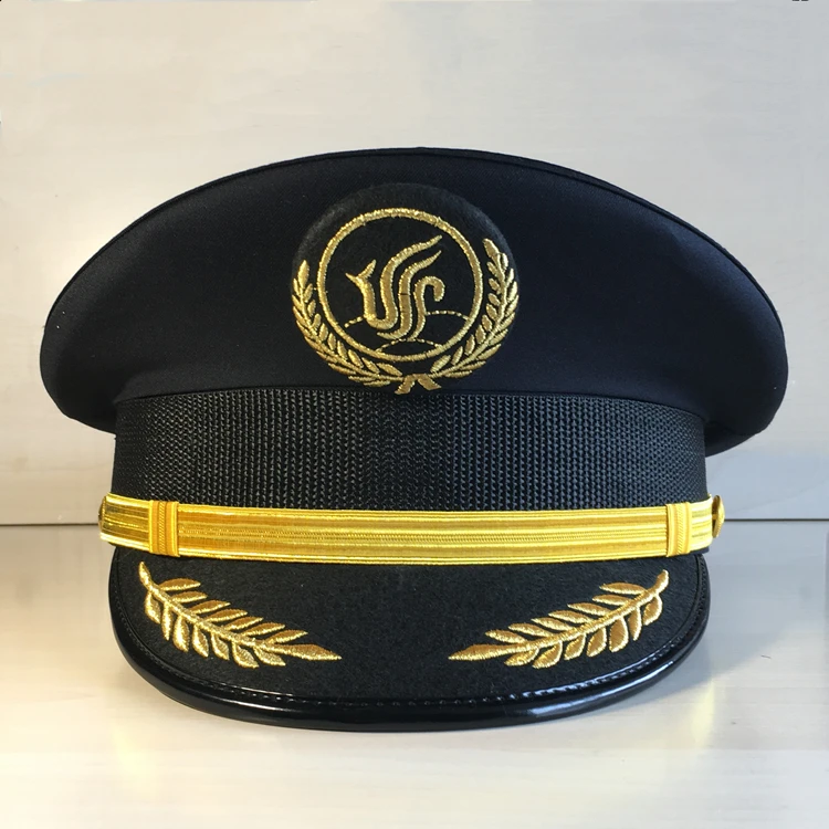 High Quality Men Women Cap Security Big Hat General Aviator Caps Captain\'s Hats Stage Cosplay Uniform Accessories