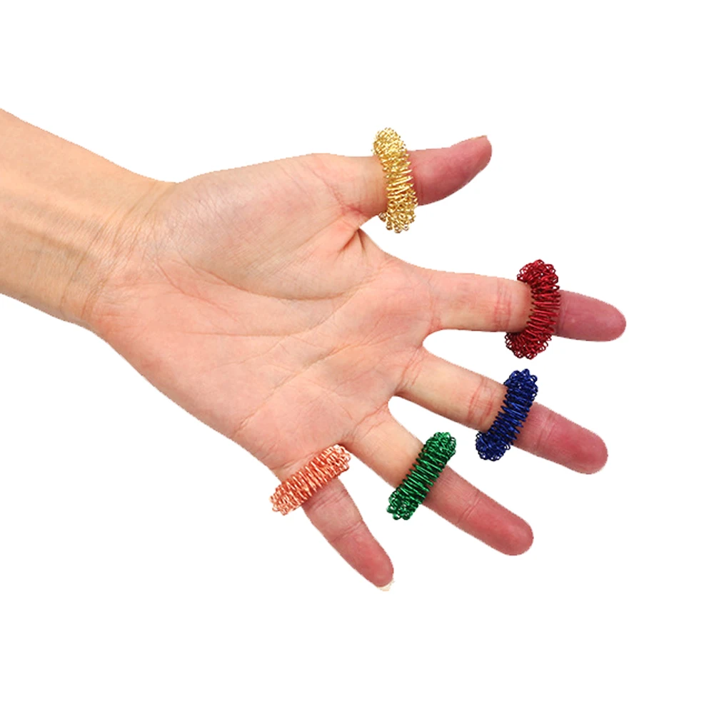 Finger Ring Toy Stress Relief Sensory Spring Anti Stres Toy Kids Finger Massage Ring Spring With Multi Color