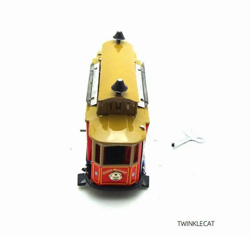 Los Angeles Tram Retro Wind Up Toys 18cm Creative Window Display Props Personality Gifts Creative Props Childhood Tin Toys