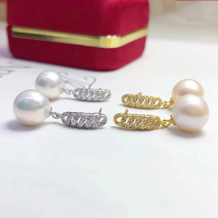 

Trendy Style 925 Sterling Silver Earrings Findings Mountings Settings Jewelry Parts Fittings for Agate Beads Crystal 3 Pairs/Lot