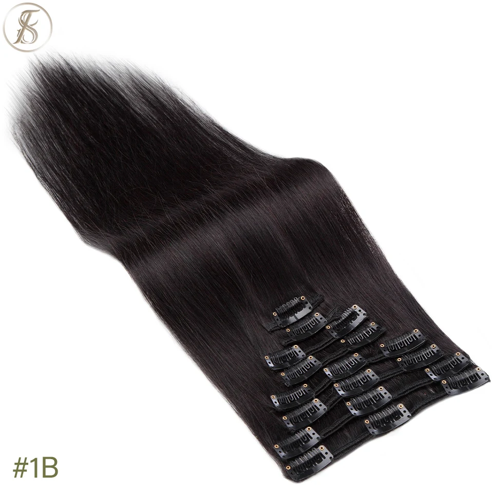 TESS 50-80g Natürliche Haar Extensions Clip In Menschliches Haar Extensions Gerade 8 teile/satz Vollen Kopf Dünne Highlight haar Clip Haarteil – Detail 8