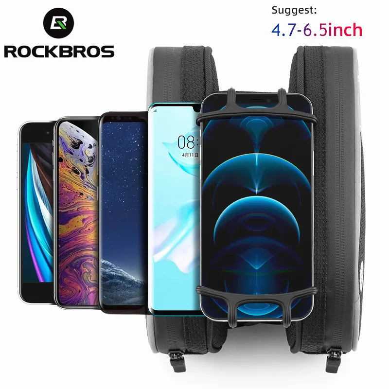 ROCKBROS Bicycle Phone Bag MTB Road 4.7-6.5 Inches Touch Screen Reflective Double Zipper Separate Storage Bag Bike Accessories