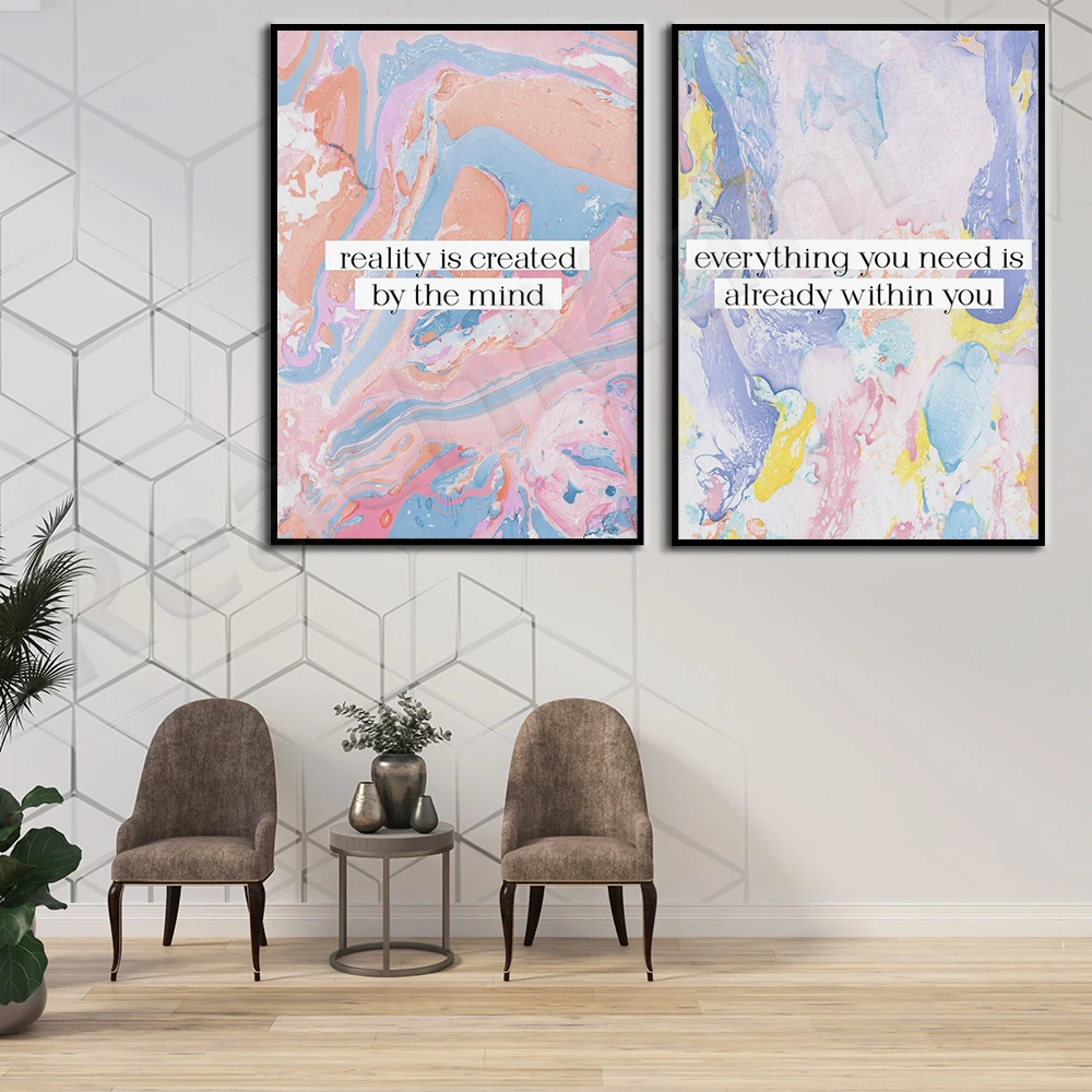 Everything you need is already in your body-Reality is a print created by the mind-Abstract colorful pastel Y2K poster Soft Groo
