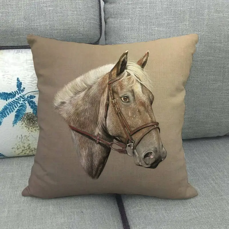 Animal pattern pillowcase decoration pillowcase simple wind pillow set art restoring ancient ways horse head linen pillow case