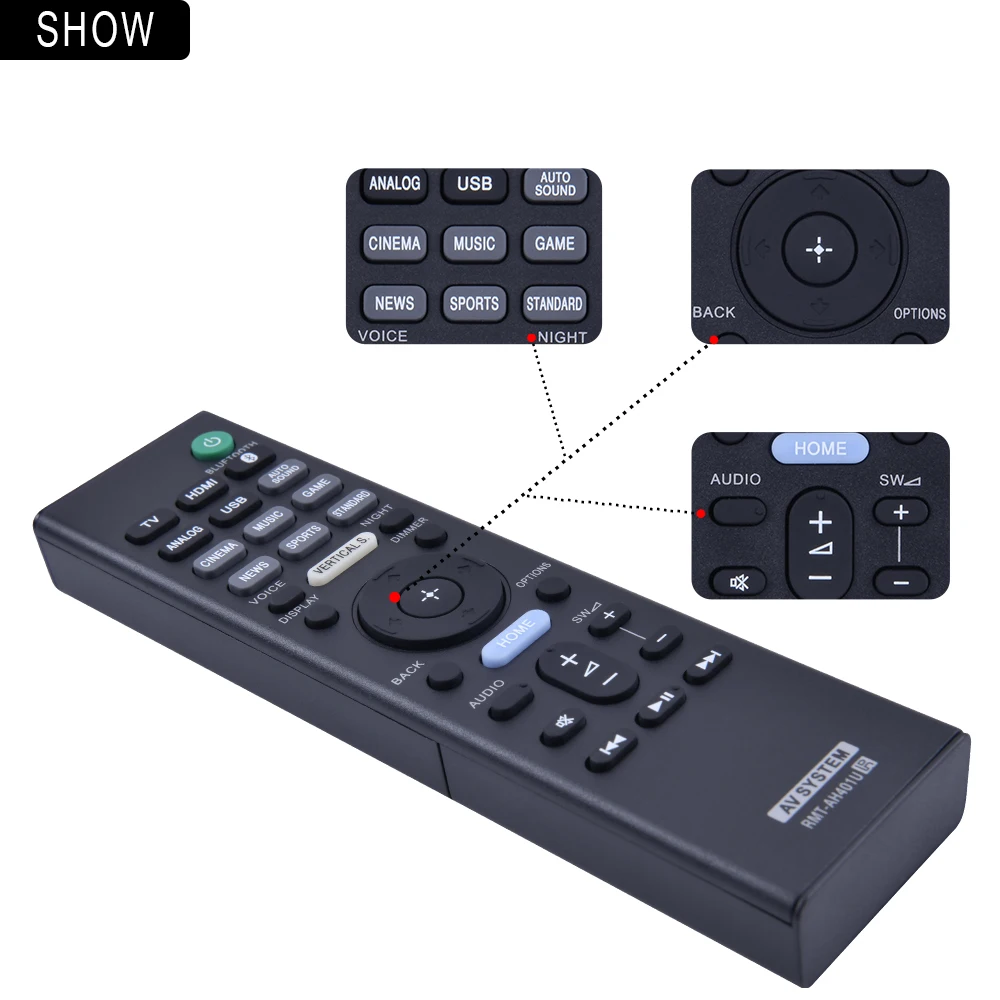 Uso de control remoto para sony audio RMT-AH401U controlador remoto controle teleconmande fernbedienung