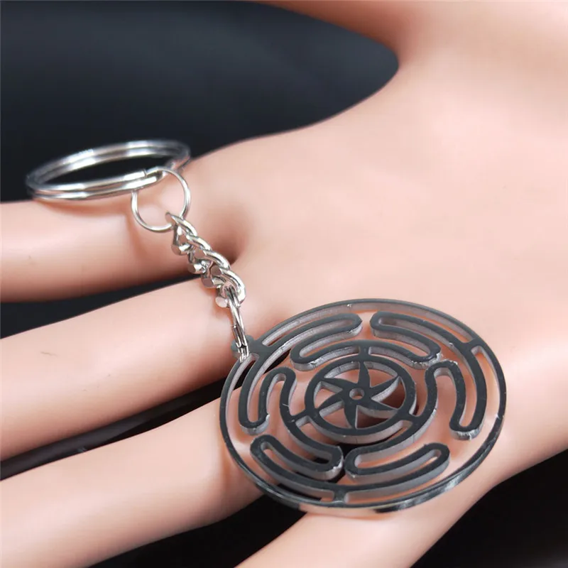 Hekate-Rad Schlüsselanhänger aus Edelstahl Strophalos Hekate Magisches Symbol Logo Charm PIN Schlüsselanhänger Schmuck llaveros K3046S03 – Detail 6