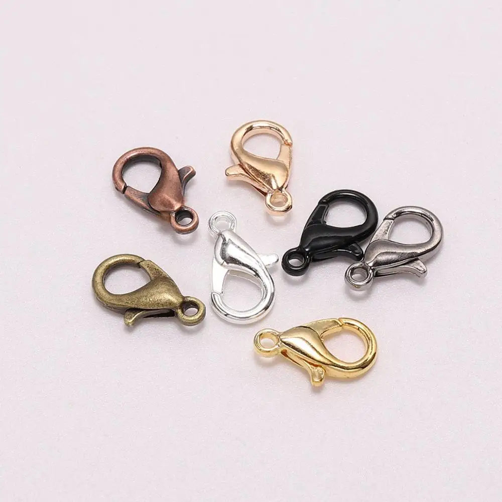 50pcs/Lot Mixed 9 Color 10-21mm Alloy  Lobster Clasp Hooks For Jewelry Making Necklace bracelet Chain DIY Supplies Accessories