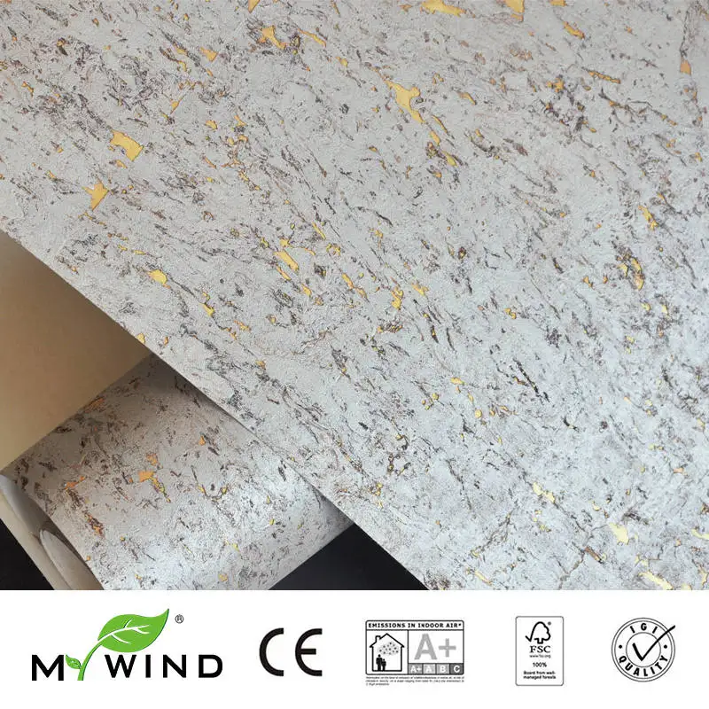 MYWIND 0.91*5.5M/Roll Gold Samoan Sun botton Sliver Birch Luxury 3D Design Home Decor Cork Wallpaper