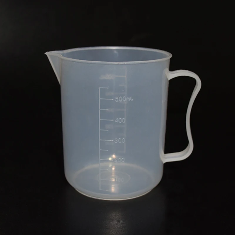 With handle plastic beaker in low form ,Capacity 500ml,Plastic measuring cup,Laboratory plastic beaker with handle