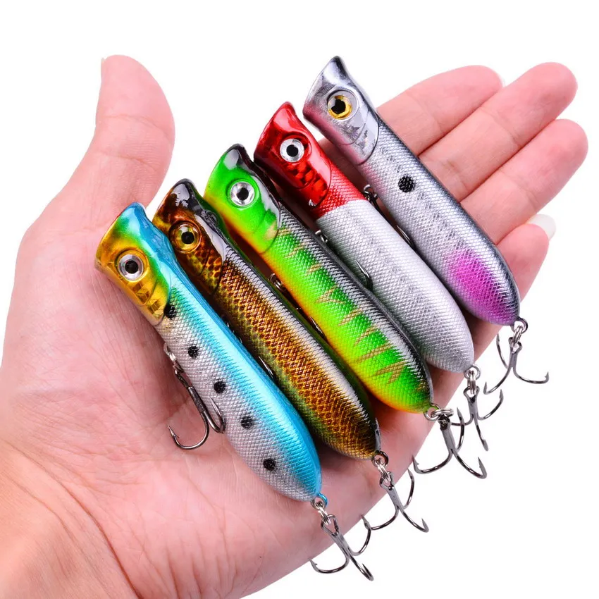 5Pcs Popper Fishing Lures Pesca Artificial Bait 8cm 11g Top Water Poper Lure Wobbler Crankbait Fishing Tackle Tools