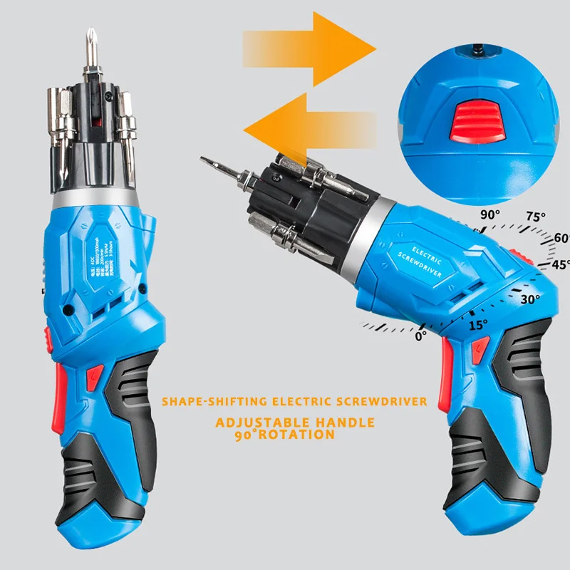 4V Cordless Electric Screwdriver 1300mah Lithium Battery Rechargeable Multi-function Mini Drill Power Tools LED WIth 45PCS Bits