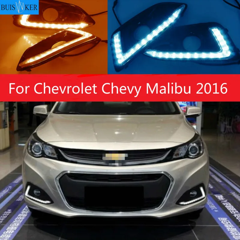 

1set For Chevrolet Chevy Malibu 2016 LED DRL Daytime Running Light yellow turn lamp Relay Daylight