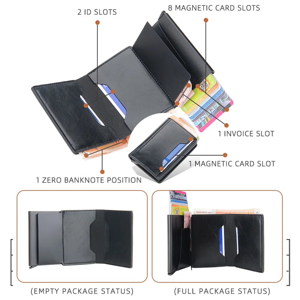 2024 Rfid Men Card Wallets Free Name Customized Small Card Wallets Mini Wallet Qaulity Small Male Purses