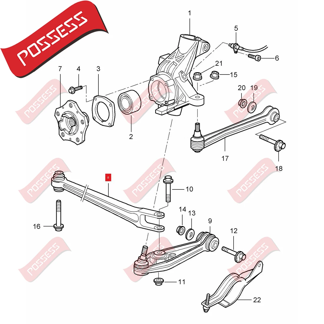 6 Pieces Rear Suspension Control Arm Kits For Porsche 987 BOXSTER 987 CAYMAN 987 2005-2013 98733104302 98733104303 99733104504