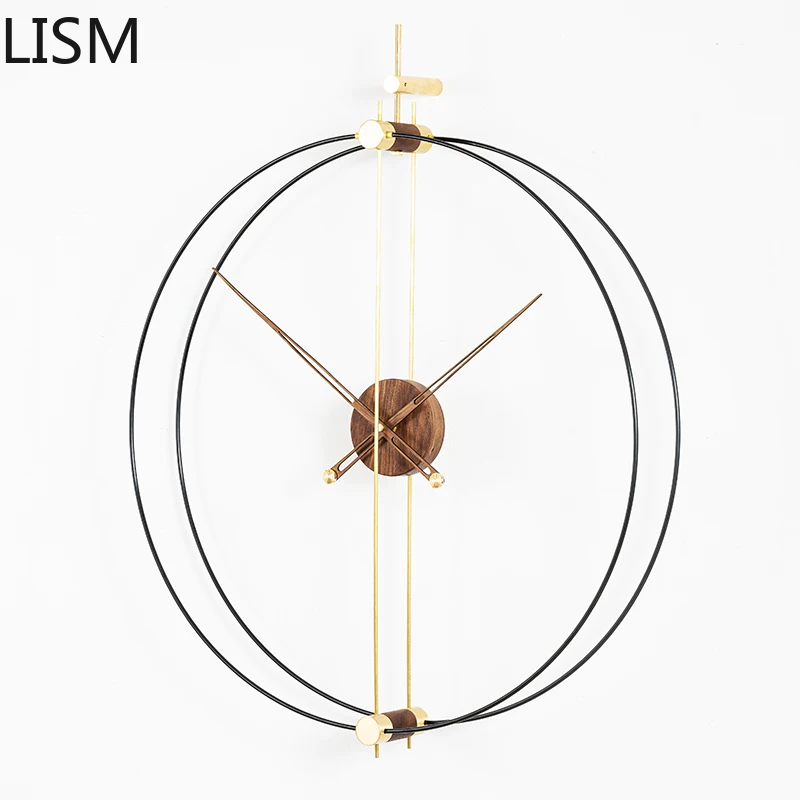 Miinimalist Luxury Wall Clock Metal Wood Creative Home Decoration Art Gold Watch Silent Large Reloj De Pared 3d Digital