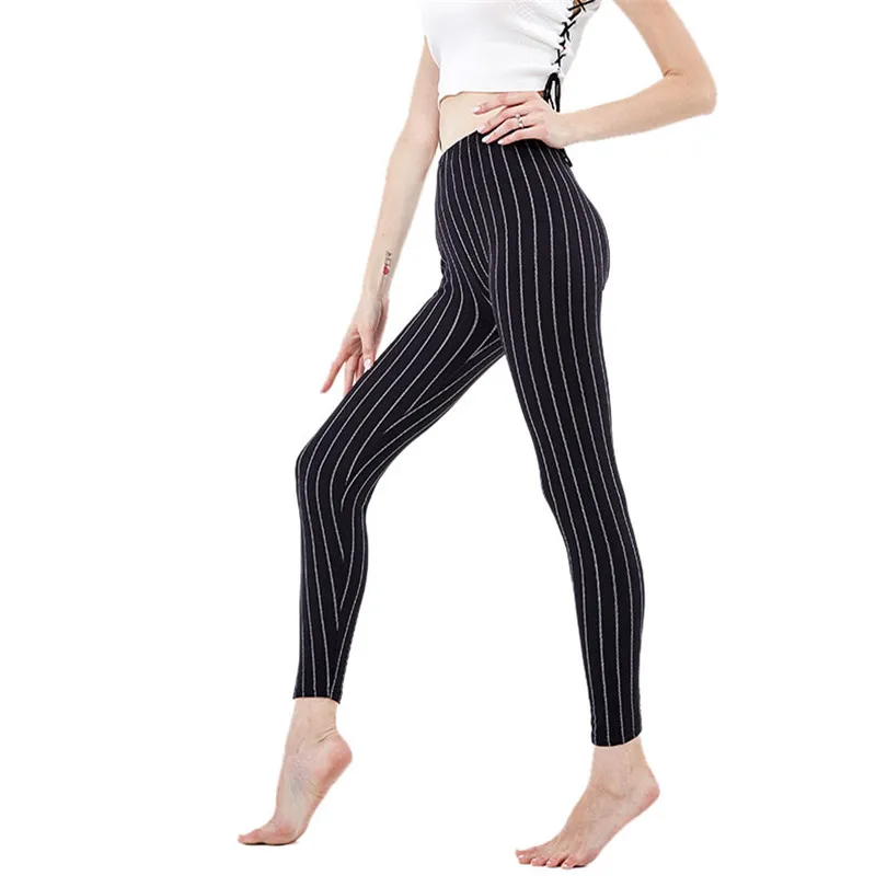 VISNXGI Sport Fitness Stripes Stretch Leggings Printed Women Leggings Casual Elasticity Ankle-Length Pant Female Fitnes Legging