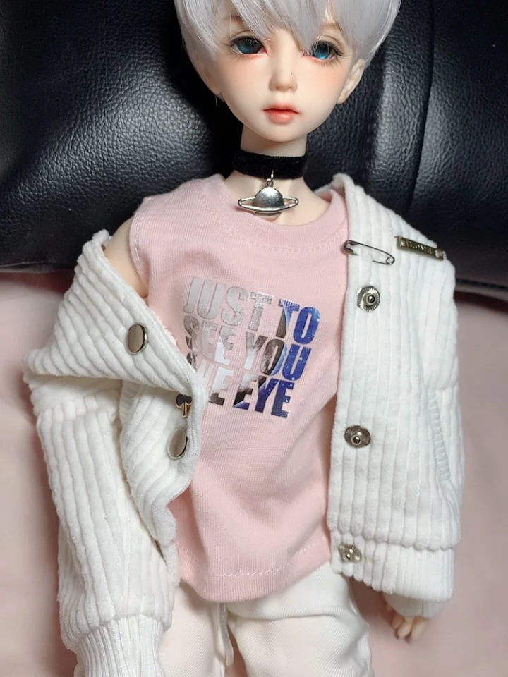 G10-350 1/4 MSD 1/3 SD10 فتاة العم SSDF POPO68 ID75 SD BJD MSD ملابس دمى مطبوعة سترة دون أكمام 1 قطعة