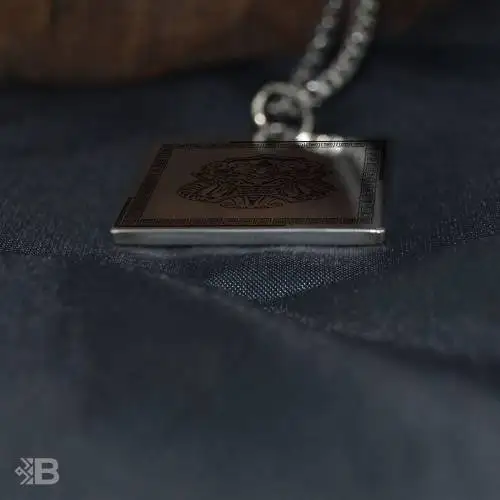 Aztek Monster Totem Square Steel Necklace-3063