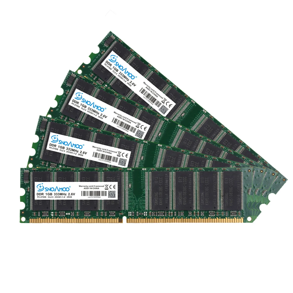 SNOAMOO-DDR Memória Desktop de alta qualidade, RAM CL3 DIMM, Garantia vitalícia, 1GB, 333MHz, 400MHz, PC-3200, 1G