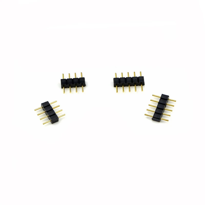 50Pcs/Lot LED Connector Adapter 4Pin 5Pin Needle Male Type Double 4 Pin RGB/5 Pin RGBW Connector For 3528 5050 Led Strip Light