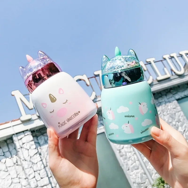 Cute Unicorn Vacuum Cup Stainless Steel Thermal Insulation Water Bottle Portable Drinkware Mini Coffee Vacuum Flasks Thermos