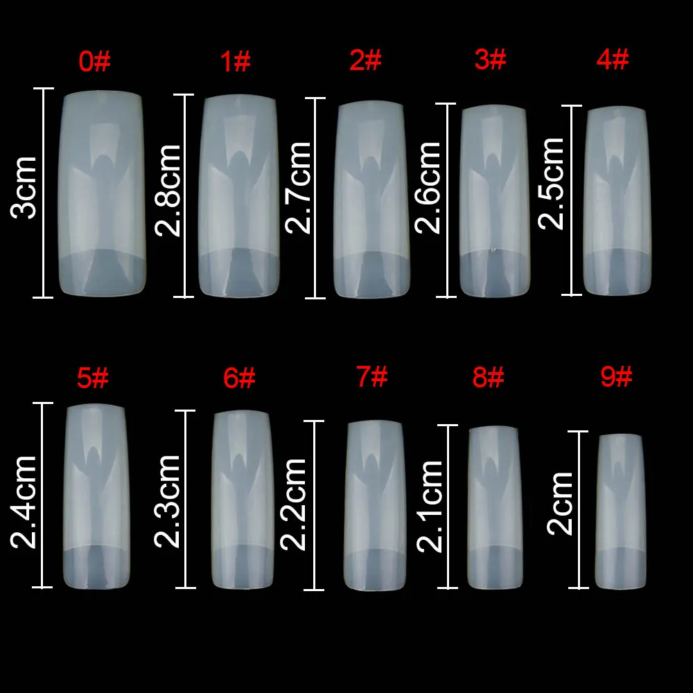 Caja de puntas de uñas postizas artificiales, cápsula acrílica transparente de cobertura completa, Gel francés para manicura, 500 unids/lote