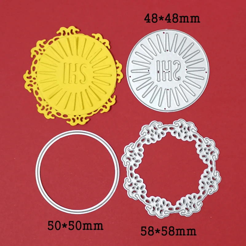 Metal Cutting Dies Lace Stripe Circle IHS Frame Craft Die Stencils for Scrapbooking Decorative DIY Photo Album Card Mould Die