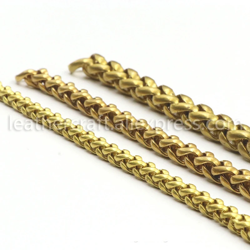 1 metr z litego mosiądzu otwarty łańcuszek z ogniwami krawężnikowymi naszyjnik łańcuszek pszeniczny 6/8/10mm niepolerowane torby paski części DIY akcesoria DM194