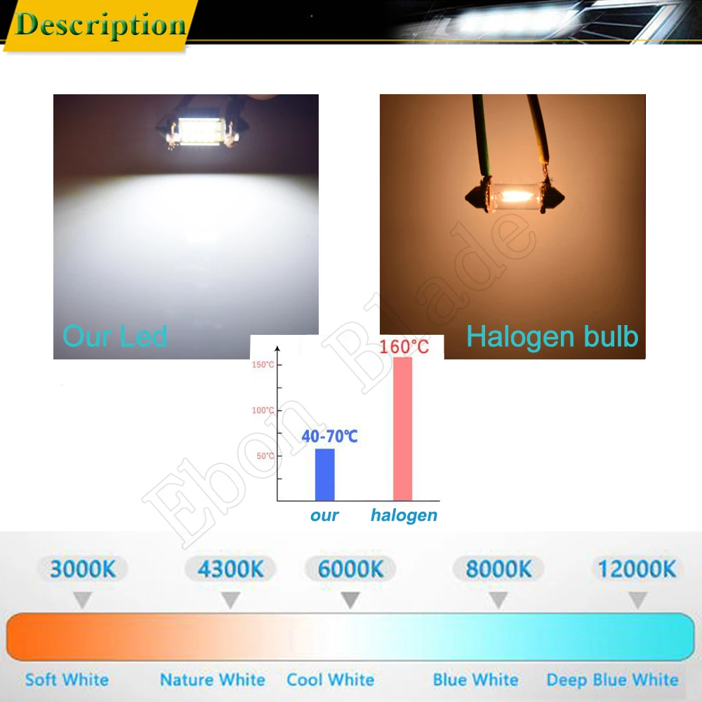 4Pcs Festoon Car LED Bulb Lights 28mm C5W 1.10\