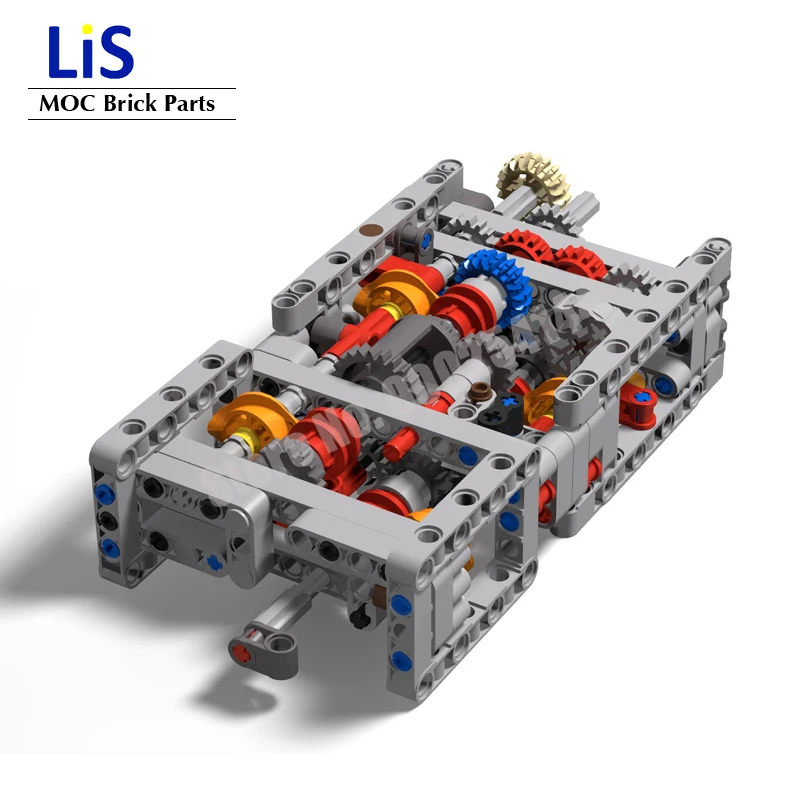 Technology Mechanical Group Engine Sequential Gearbox 6 Speeds +R+N Educational High-Tech Building Blocks Bricks Parts DIY Toys