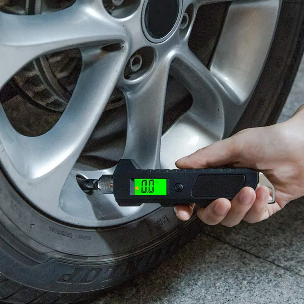 Digital Tire Pressure Gauge 230 PSI 4 Settings Heavy Duty Non-Slip For Car Truck Moto Bicycle With Larger Backlit LCD Flashlight