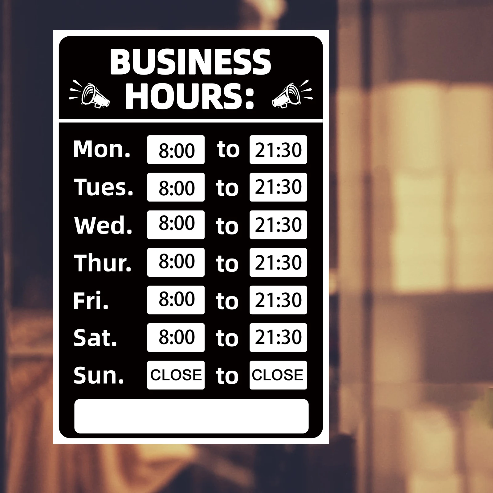 PVC Business Stunden Zeichen mit Anzahl Sticker Shop Büro Fenster Tür Zeichen Kunststoff Vinyl Signage Täglichen Offen Zeiten Display
