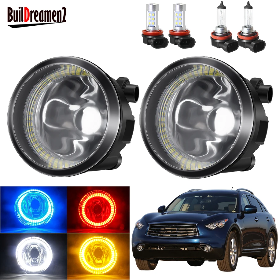 

Angel Eye Fog Light Assembly For Infiniti QX QX50 QX56 QX70 2006-2014 Car Front Bumper Fog Light With Halo Ring DRL H11 12V