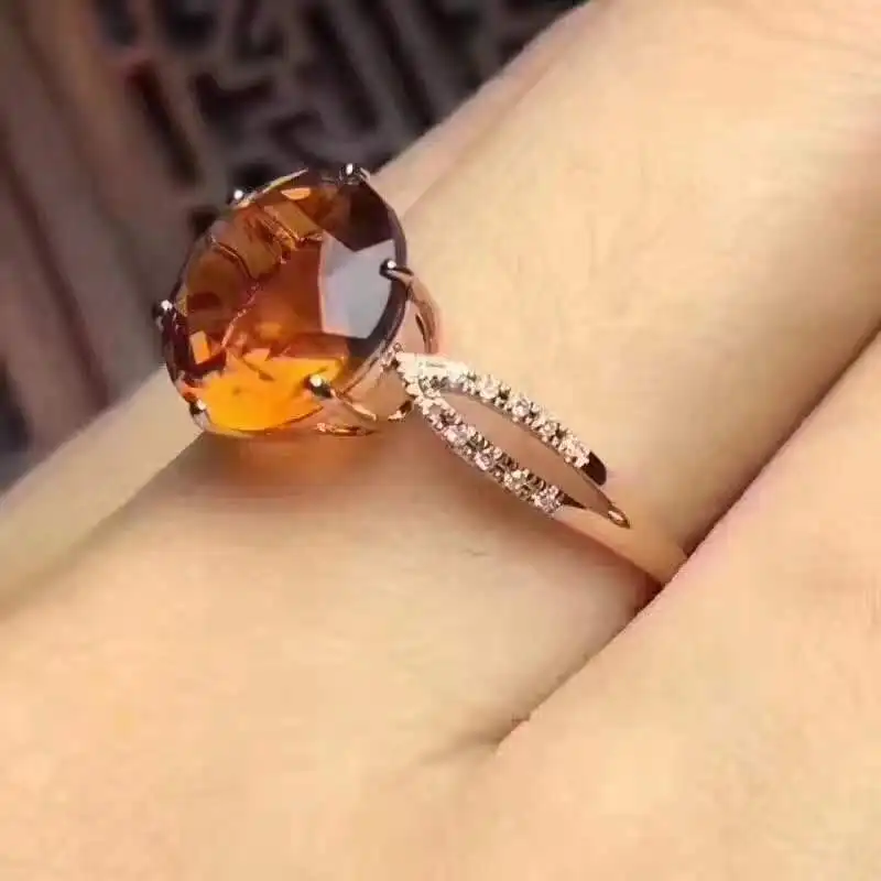 

Real Natural bright yellow natural citrine gem ring jewelry 925 silver gem power ring gift Christmas gift