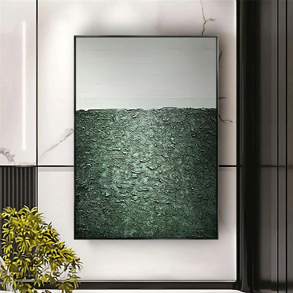 

100% Handpainted Canvas Home Decor Wall Art Modern Abstract Oil Paintings Thick Oil Green Mural For Hotel Entrance Wall Painting