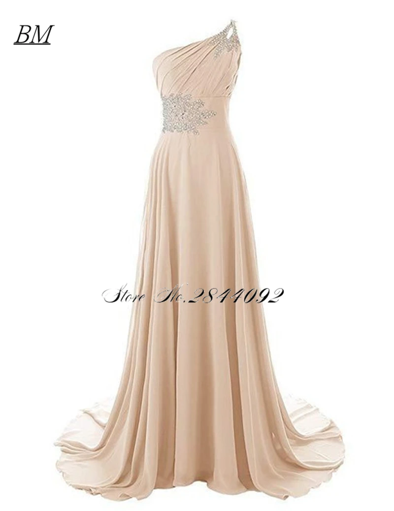 BM Ombre Chiffon Long Prom Dresses One Shoulder Beading Plus Size Gradient Formal Evening Party Gown Vestidos De Gala BM640