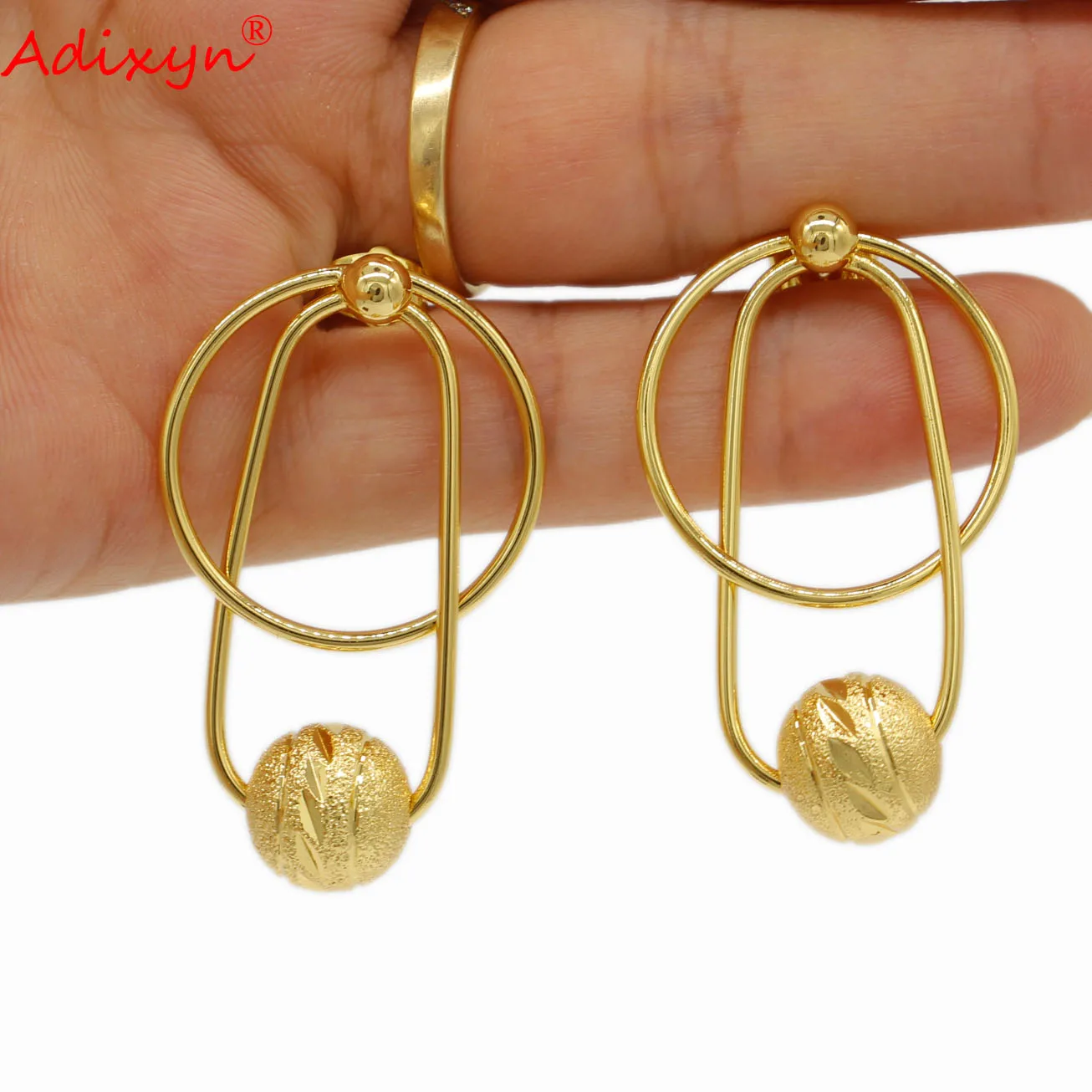 

Adixyn 2021 Fashion Unusual earrings Gold Color Drop Earrings For Women African Arab Party GiftsN08184