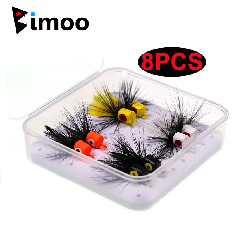 Bimoo 8pcs Size #10 Bass Panfish Popper Fly Saltwater Fly Fishing Trout Bream Pike Flies Floating Foam Lures Orange Yellow Black