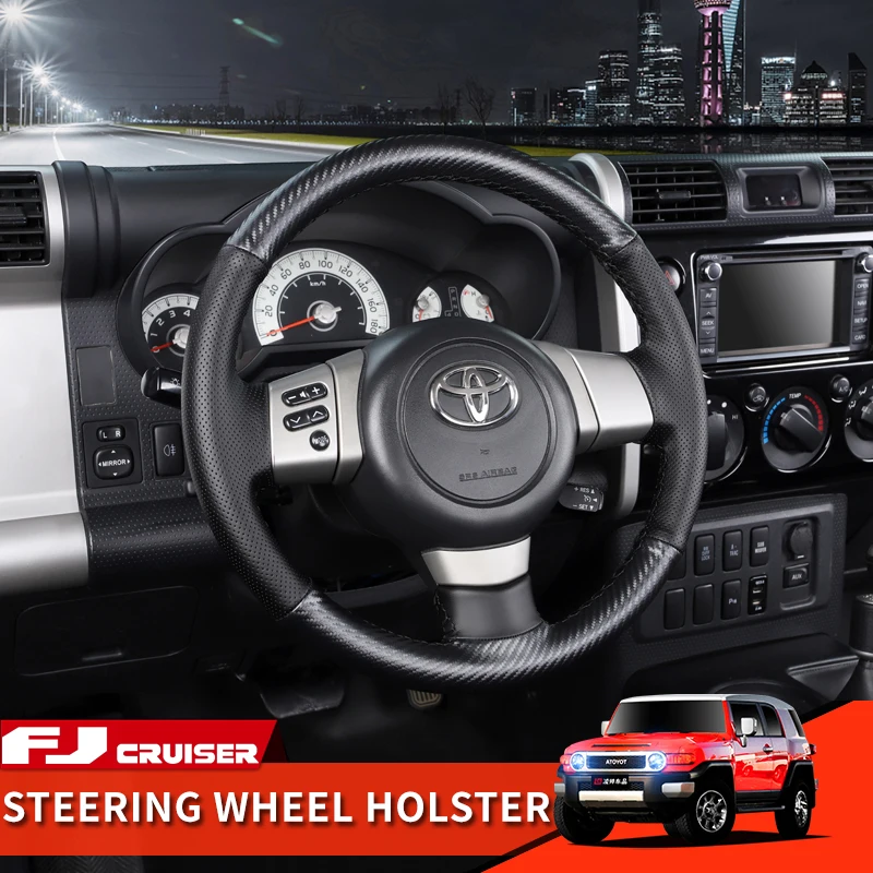 

06-21 Year Toyota FJ Cruiser Accessories Interior Modification Steering Wheel Cowhide Protective Cover Decorative Leather Case