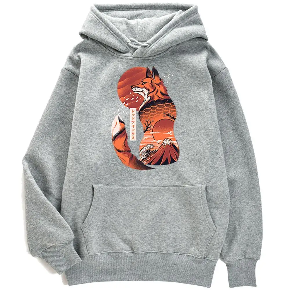 

Japanese Fox Anime Cartoon Prints Hoodies Fashion Fashion Hooded Creativity Fitness Streetwear Skin Friendly Hoodie Male