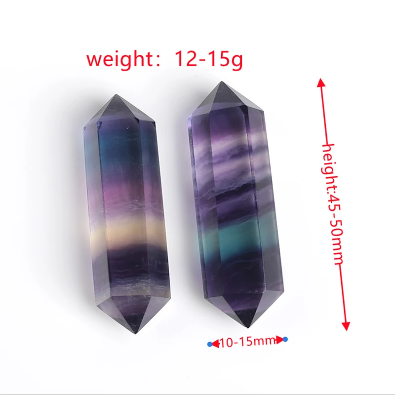 Natural Colorful Fluorite Crystal Handmade Polishing Hexagonal Double Terminated Points Wand Meditation Reiki Healing Stone Gift