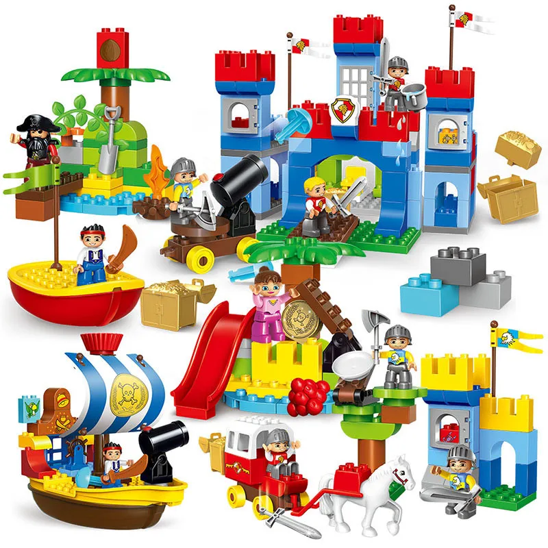 Building Blocks Big Size Diy Jungle Pirate War Simulation Block Toy Set Construction Toys For Kids