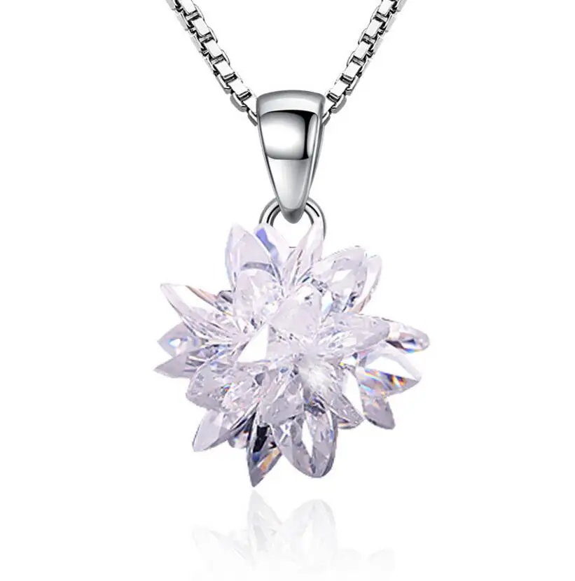 925 Sterling Silver Snowflake Necklace 1ct D Color VVS1 Genuine Moissanite Lab Diamond Pendant Necklace Women Jewelry