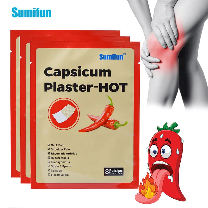 

Sumifun 8Pcs Capsicum Plaster-Hot Herbal Medical Patch Balm Plaster Knee Joint Shoulder Muscle Pain Stickers Health Care K01501