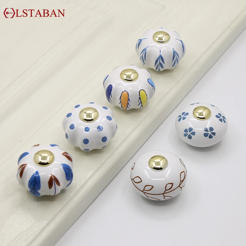 Single Hole Handle Drawer Handle Cupboard Wardrobe Door Handle Modern Simple European Pastoral Ceramic Round Handle