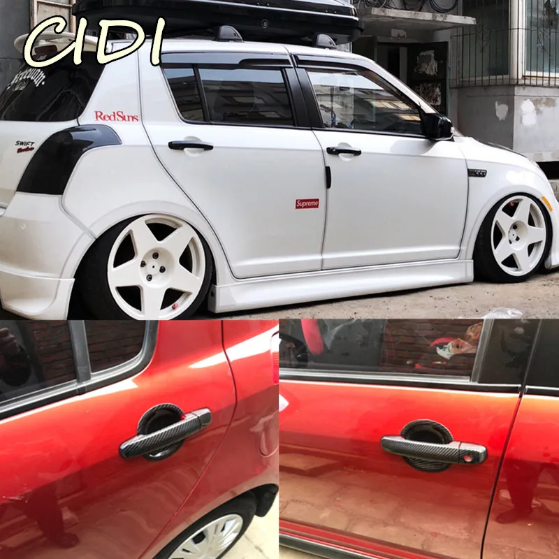 for Suzuki Swift 2004-2013 carbon fiber look Accessories Door Handle Covers 2005 2006 2007 2008 2009 2010 2011 2012 Car Styling