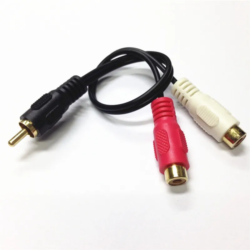 Złota RCA wideo/rozdzielacz audio kabel Rca męskie i żeńskie gniazdo na 2 RCA męski i żeński adapter gniazda jack 0.25 m